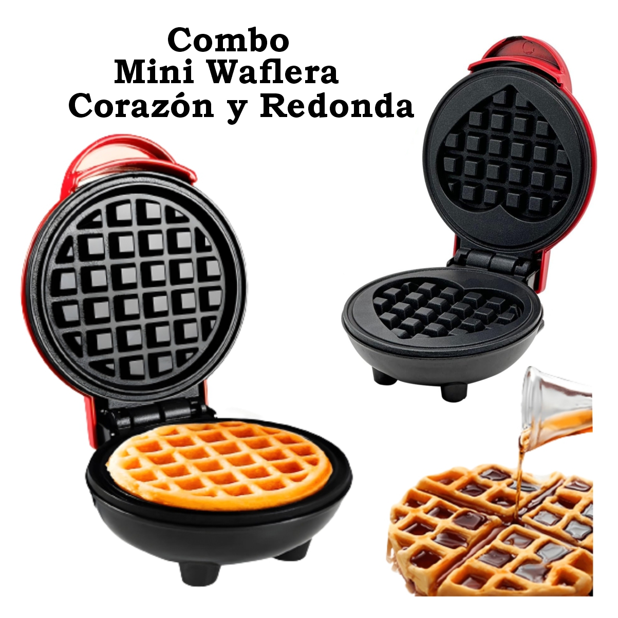 Miniatura 3 de Combo Mini Wafleras Redonda y Corazon